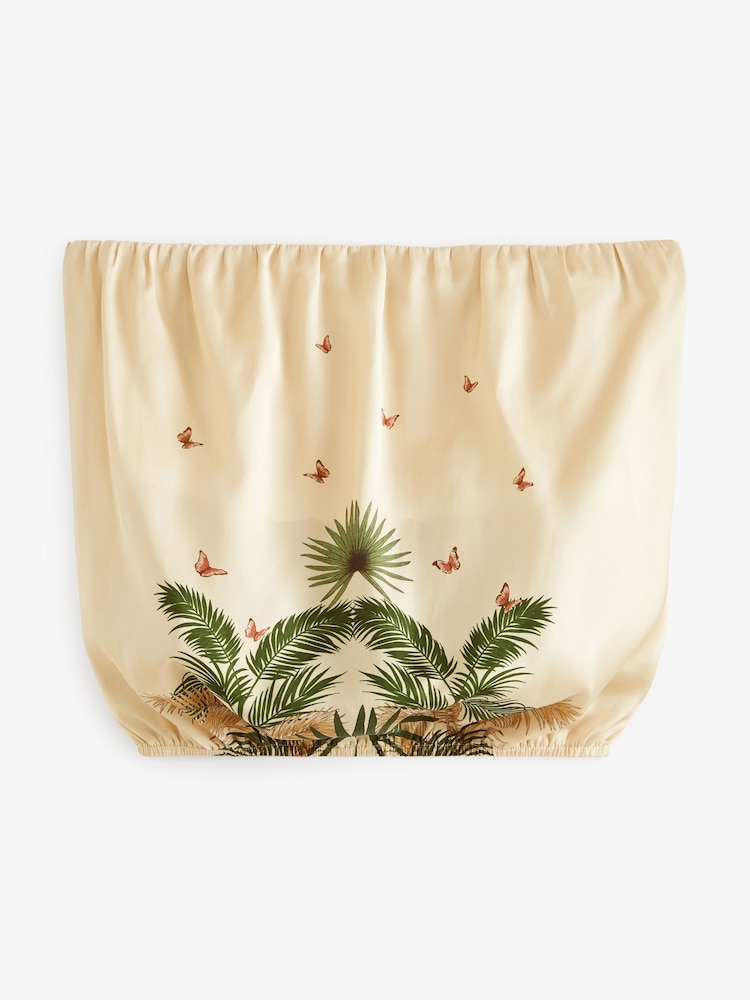 Beige Satin Bandeau Muted Tropical Print Top - Image 5 of 5