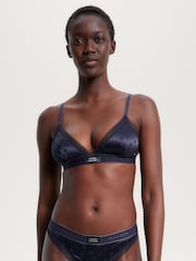 Tommy Hilfiger Blue Logo Lace Satin Bralette - Image 1 of 5