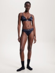 Tommy Hilfiger Blue Logo Lace Satin Bralette - Image 3 of 5