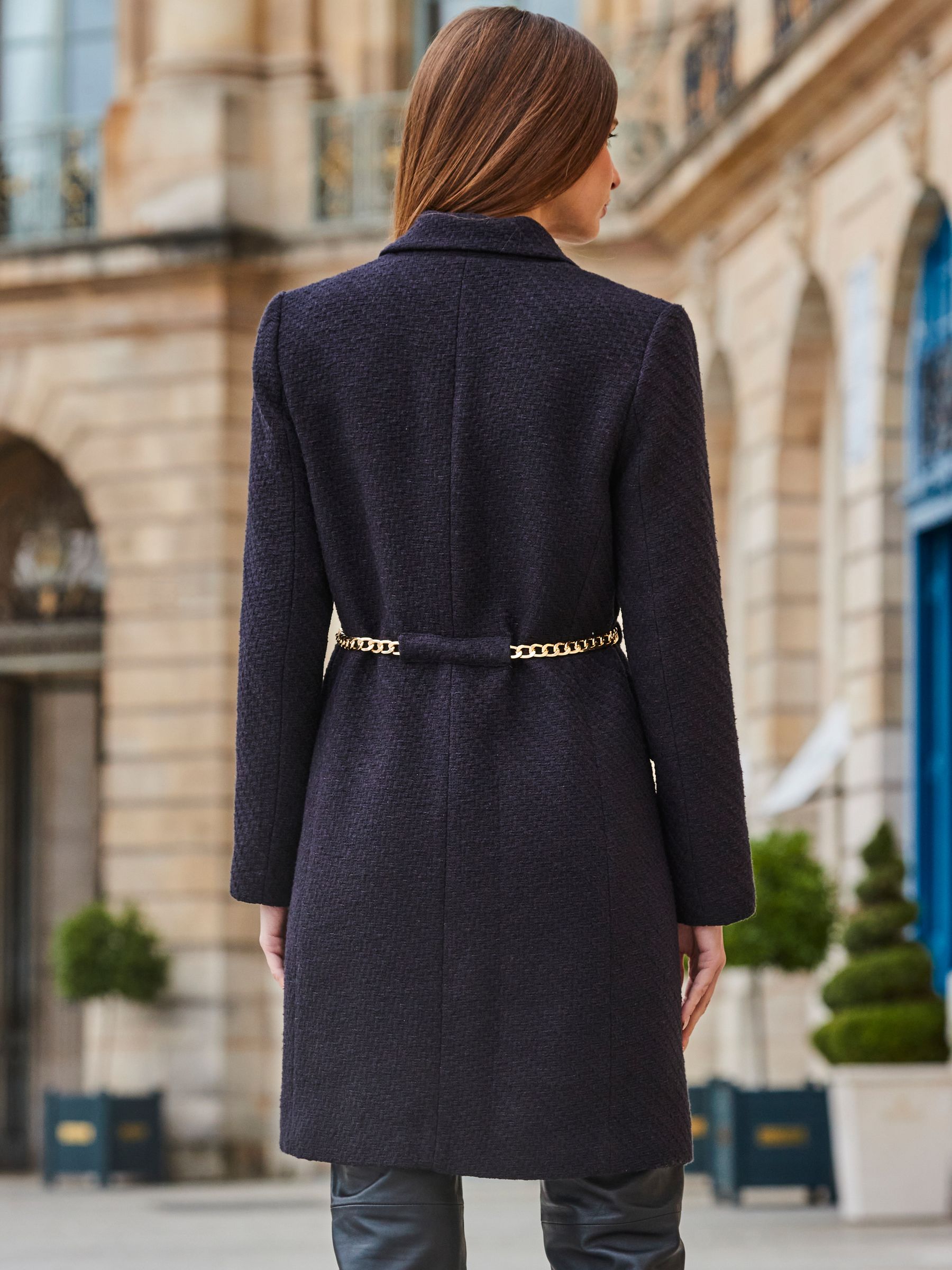 Womens black boucle coat online
