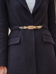 Sosandar Black Boucle Coat With Gold Belt Detail - Image 5 of 5