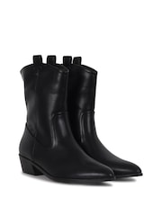 Linzi Black Jolene Low Block Heel Western Style Ankle Boots - Image 3 of 4