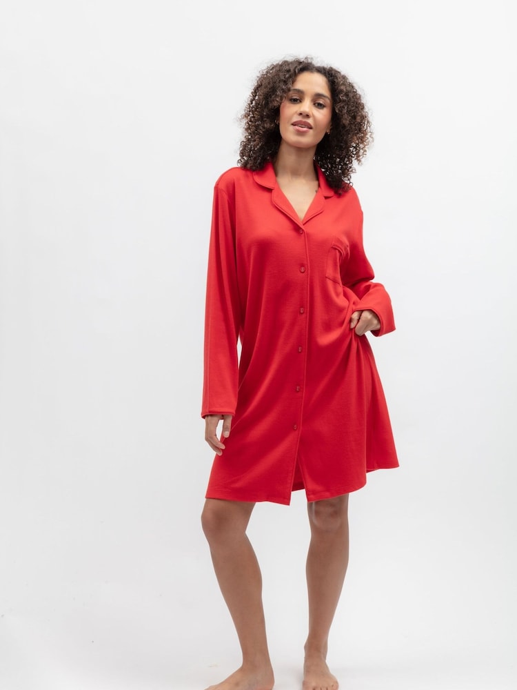 Cyberjammies Red Revere Ribbed Jersey Nightshirt - Image 2 of 4 Cyberjammies Red Revere Ribbed Jersey Nightshirt - Image 2 of 4