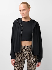 Sweaty Betty Black Explorer Cropped Zip Up Hoodie - Image 3 of 6