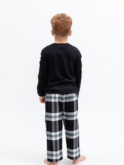 Cyberjammies Black Jersey Top & Check Pyjamas Set - Image 2 of 3