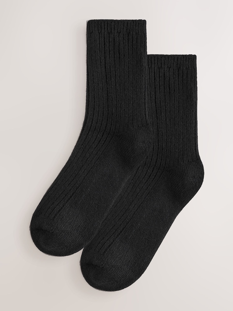 Schwarz - Gerippte Socken aus Wollmischung, 2er-Pack - Bild 1 von 5 Schwarz - Gerippte Socken aus Wollmischung, 2er-Pack - Bild 1 von 5