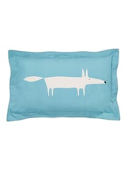 Scion Set of 2 Teal Blue/White Mr Fox 100% Cotton Oxford Pillowcases - Image 2 of 5