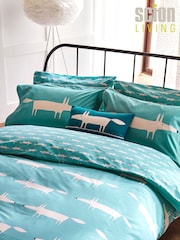 Scion Set of 2 Teal Blue/White Mr Fox 100% Cotton Oxford Pillowcases - Image 3 of 5