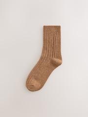Chocolate Brown Tonal - Chaussettes courtes en laine thermique mélangée à torsades 3 Lot de 0 - Image 2 sur 6
