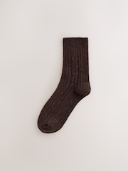 Chocolate Brown Tonal - Chaussettes courtes en laine thermique mélangée à torsades 3 Lot de 0 - Image 3 sur 6