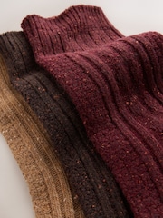 Chocolate Brown Tonal - Chaussettes courtes en laine thermique mélangée à torsades 3 Lot de 0 - Image 6 sur 6