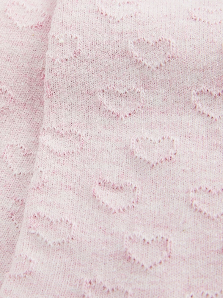 Pink Cotton Rich Textured Heart Tights - Image 2 of 2