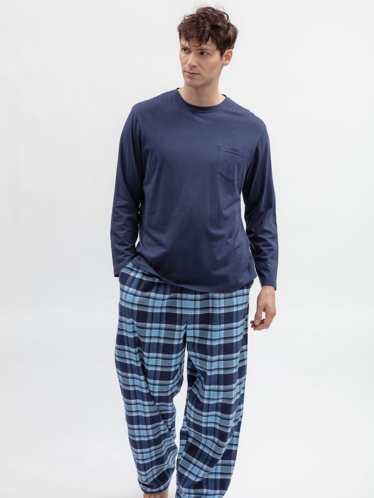 Sininen - Cyberjammies-jerseytoppi ja RuutuPyjama-Monipakkaus - Kuva 2 / 3