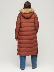 Superdry Brown Faux Fur Hood Longline Puffer Jacket - Image 2 of 6
