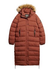 Superdry Brown Faux Fur Hood Longline Puffer Jacket - Image 4 of 6