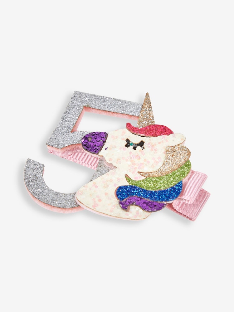 JoJo Maman Bébé Pastel Pink 5th Birthday Glitter Clip - Image 2 of 4