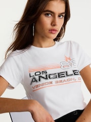 White Slim Fit Short Sleeve Graphic T-Shirt - Image 1 of 6