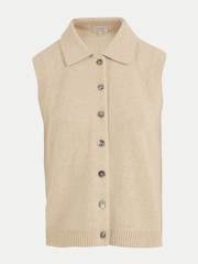 Jigsaw Cream Compact Wool Collar Waistcoat - Image 5 of 5