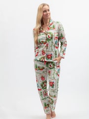 Cyberjammies Red Christmas Postcard Printed Pyjamas Set - Image 2 of 4