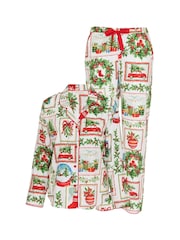 Cyberjammies Red Christmas Postcard Printed Pyjamas Set - Image 4 of 4