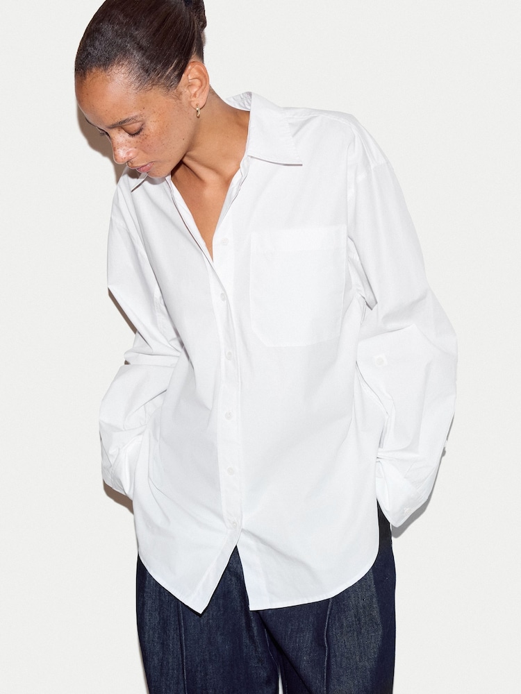 Jigsaw White Oversized Cotton Shirt - Image 2 of 6