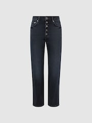 Reiss Black Maisie Cropped Mid Rise Straight Leg Jeans - Image 2 of 6