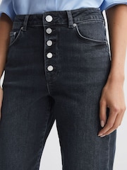 Reiss Black Maisie Cropped Mid Rise Straight Leg Jeans - Image 4 of 6