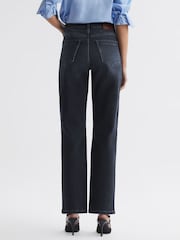 Reiss Black Maisie Cropped Mid Rise Straight Leg Jeans - Image 5 of 6