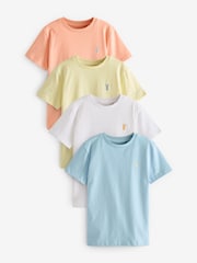Multi Pastel 100% Cotton Short Sleeve Stag Embroidered T-Shirts 4 Pack (3-16yrs) - Image 1 of 7