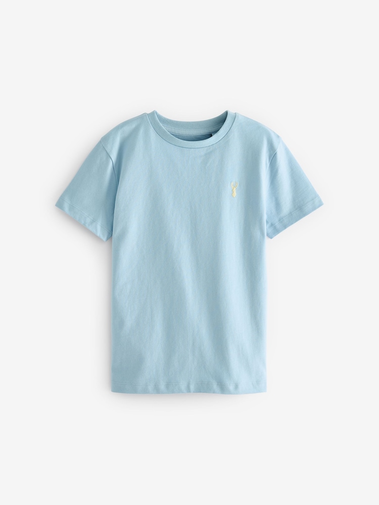 Multi Pastel 100% Cotton Short Sleeve Stag Embroidered T-Shirts 4 Pack (3-16yrs) - Image 2 of 7