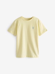 Multi Pastel 100% Cotton Short Sleeve Stag Embroidered T-Shirts 4 Pack (3-16yrs) - Image 4 of 7
