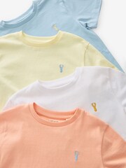Multi Pastel 100% Cotton Short Sleeve Stag Embroidered T-Shirts 4 Pack (3-16yrs) - Image 7 of 7