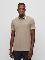 BOSS Beige/Green Tipping Paddy Polo Shirt - Image 1 of 5