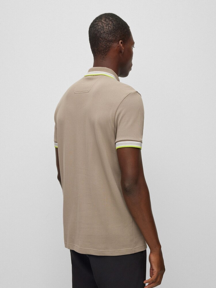 BOSS Beige/Green Tipping Paddy Polo Shirt - Image 2 of 5
