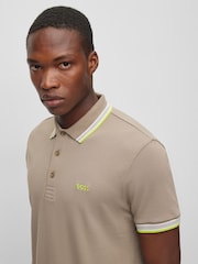 BOSS Beige/Green Tipping Paddy Polo Shirt - Image 4 of 5
