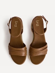 Linzi Tan Brown Dazed Flatform Sandals With Ruched Front Strap - Image 5 of 5
