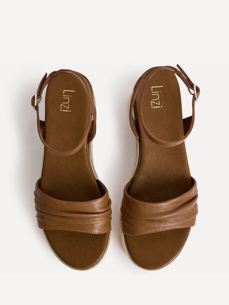 Linzi Tan Brown Dazed Flatform Sandals With Ruched Front Strap - Image 5 of 5 Linzi Tan Brown Dazed Flatform Sandals With Ruched Front Strap - Image 5 of 5