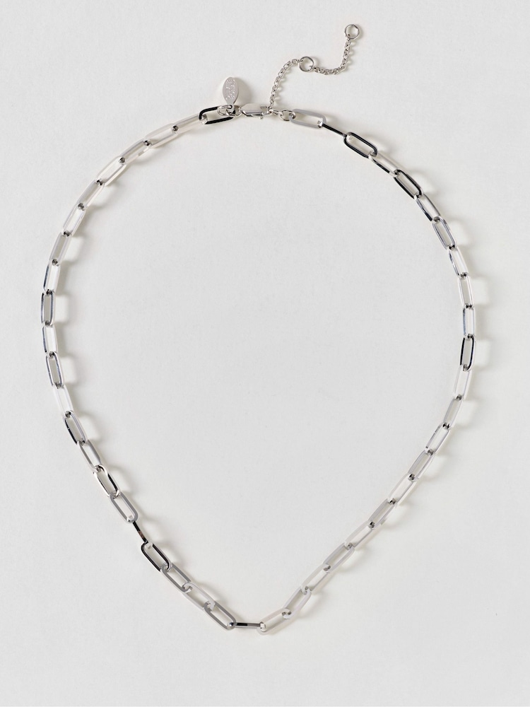 Oliver Bonas Silver Tone Austen Waterproof Paperclip Chain Necklace - Image 1 of 3 Oliver Bonas Silver Tone Austen Waterproof Paperclip Chain Necklace - Image 1 of 3