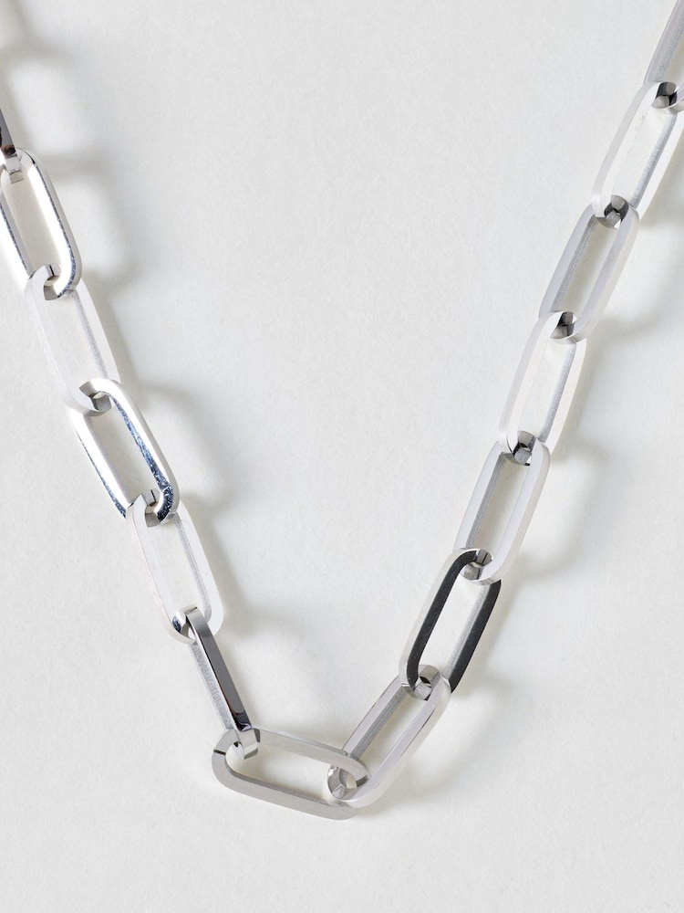 Oliver Bonas Silver Tone Austen Waterproof Paperclip Chain Necklace - Image 2 of 3 Oliver Bonas Silver Tone Austen Waterproof Paperclip Chain Necklace - Image 2 of 3
