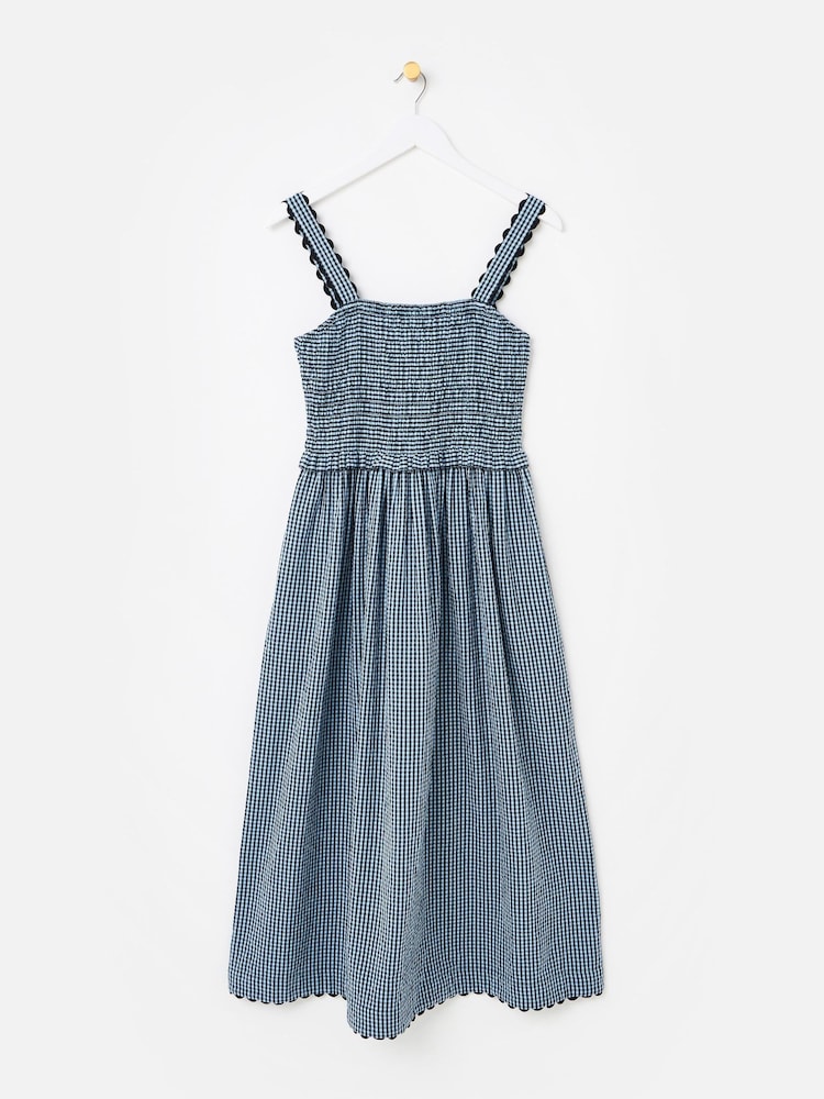 Oliver Bonas Blue Blue & Black Gingham Strappy Midi Dress - Image 1 of 6 Oliver Bonas Blue Blue & Black Gingham Strappy Midi Dress - Image 1 of 6