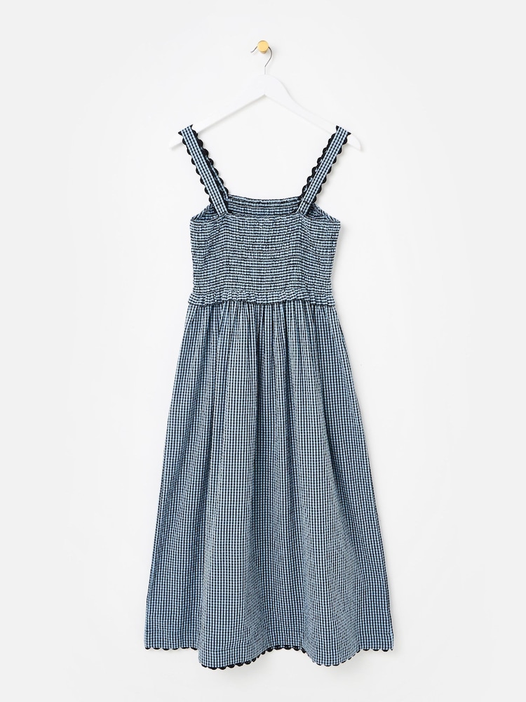 Oliver Bonas Blue Blue & Black Gingham Strappy Midi Dress - Image 2 of 6 Oliver Bonas Blue Blue & Black Gingham Strappy Midi Dress - Image 2 of 6