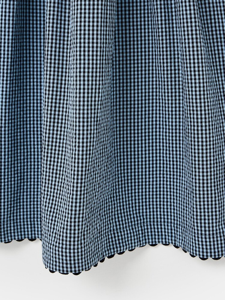 Oliver Bonas Blue & Black Gingham Strappy Midi Dress - תמונה 8 מתוך 8
