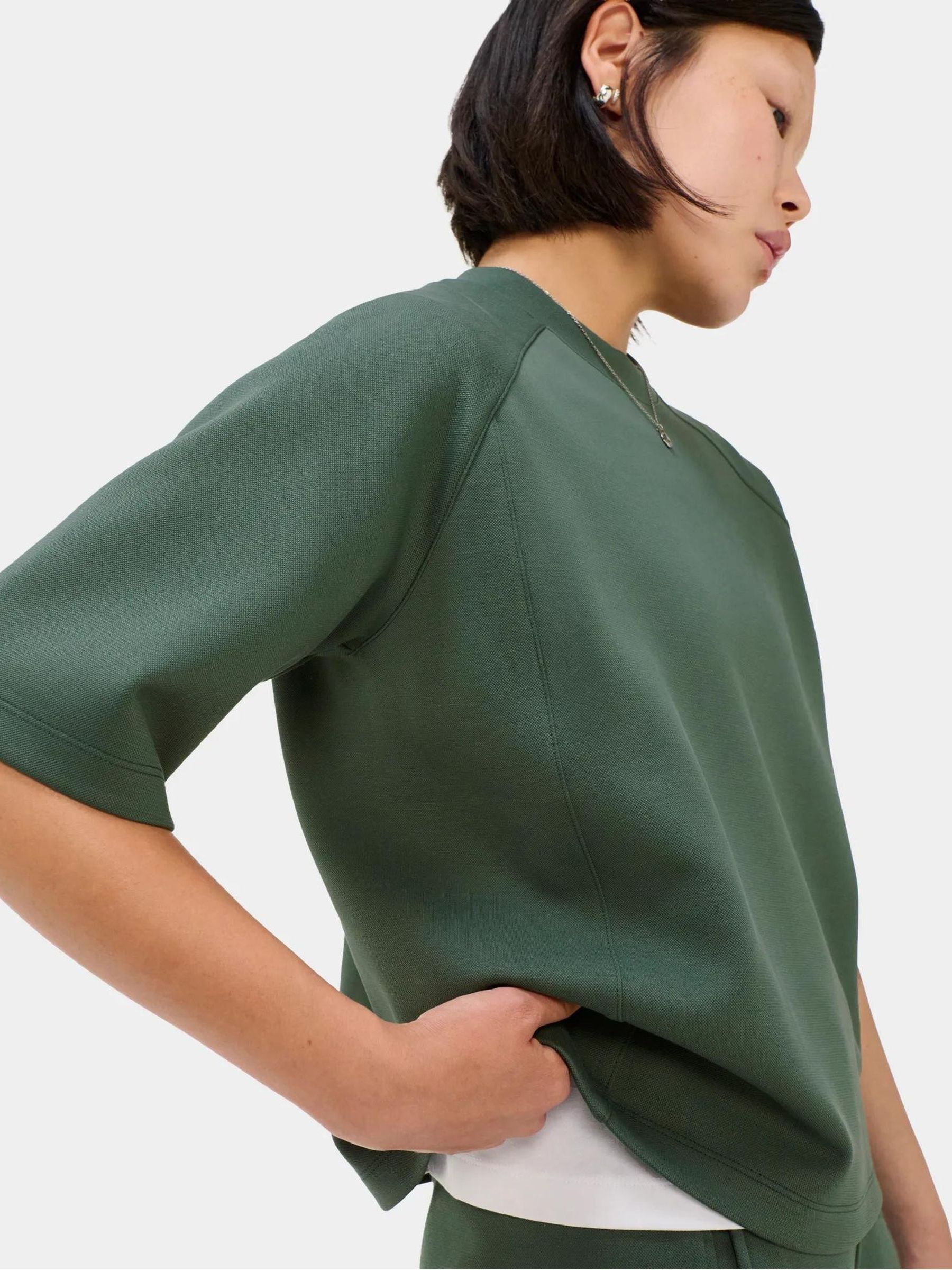 Betty Buy Sweaty Betty Green Pique Crew Neck Short Sleeve Sweatshirt
