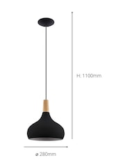 Eglo Black Sabinar Modern IP20 Ceiling Light Pendant - Image 4 of 5