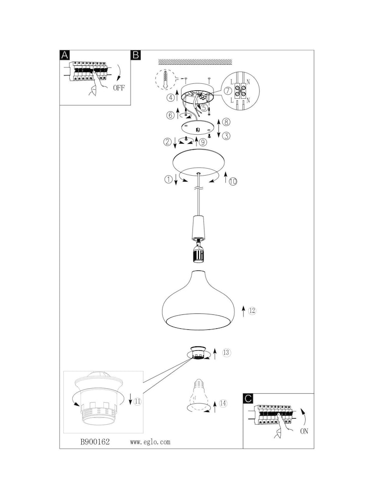 Eglo Black Sabinar Modern IP20 Ceiling Light Pendant - Image 5 of 5