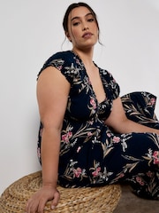 Apricot Blue Multi Watercolour Floral Smock Maxi Dress - Image 3 of 4