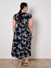 Apricot Blue Multi Watercolour Floral Smock Maxi Dress - Image 8 of 8