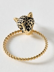 Oliver Bonas Black Laura Leopard Stud Hoop Earrings - Image 2 of 3