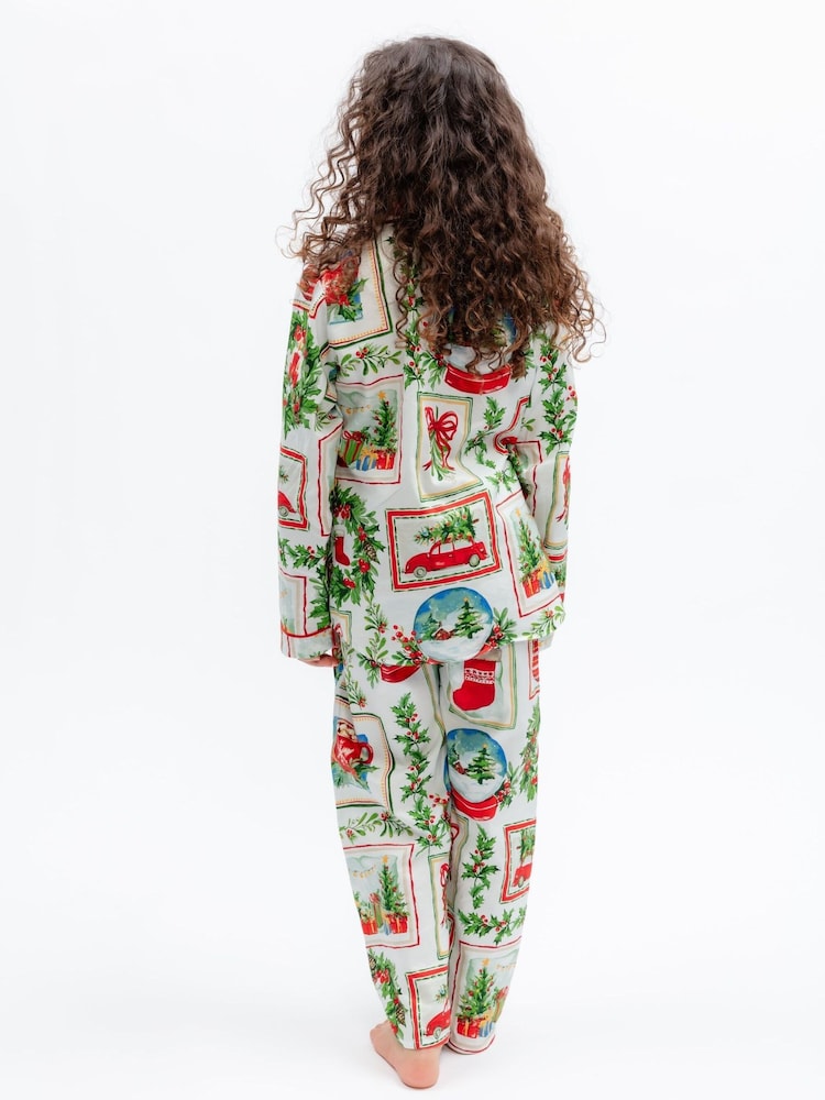 Cyberjammies Red Christmas Postcard Printed Long Sleeve Pyjamas Set - Image 3 of 3 Cyberjammies Red Christmas Postcard Printed Long Sleeve Pyjamas Set - Image 3 of 3