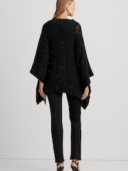 Lauren Ralph Lauren Grey Cable Knit Mockneck Poncho - Image 2 of 6